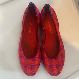 Rothy's The Square Pomegranate Gingham Checkered Flats.  Worn once.  Size 9.5